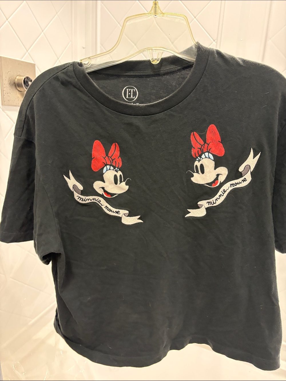 Adult Grey  Minnie Mouse Graphic Tee with Red Bows Uniqlo